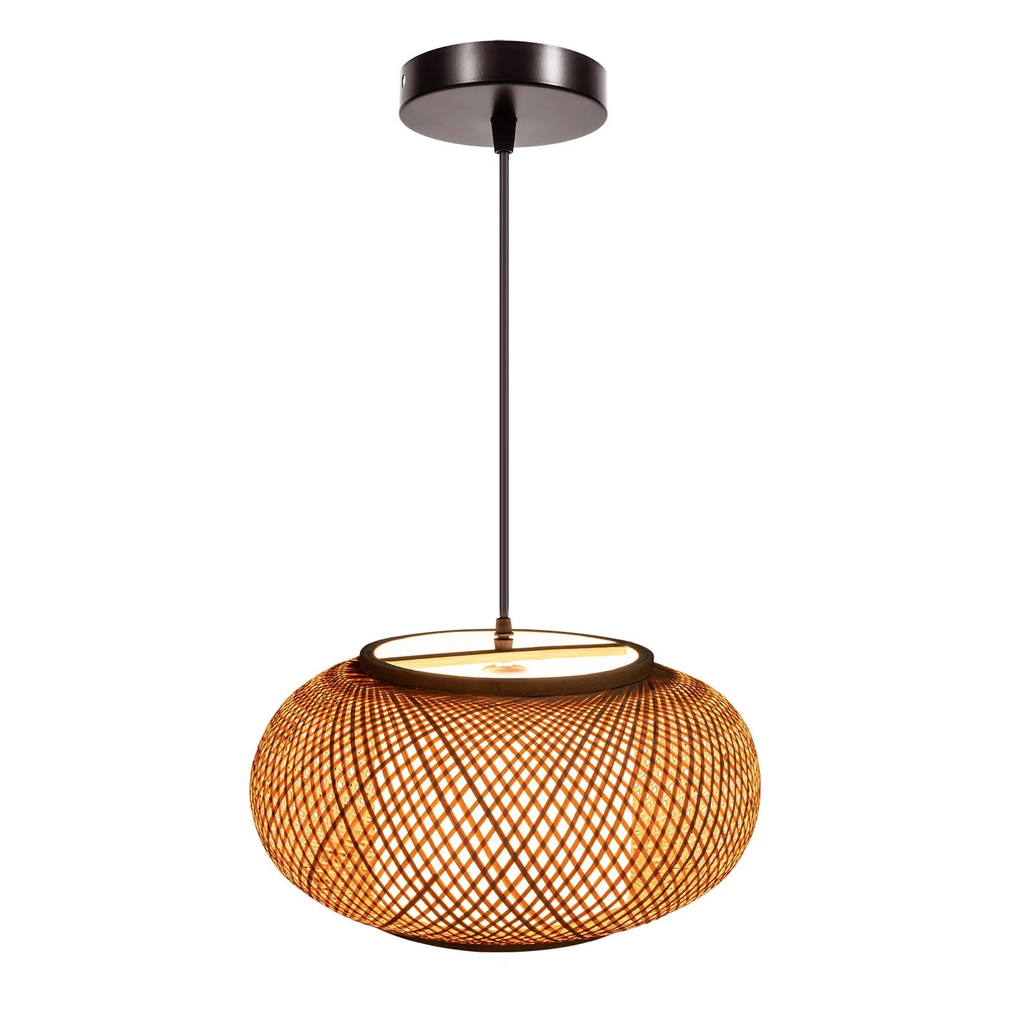 Hand Woven Rattan Cage Ceiling Lamp