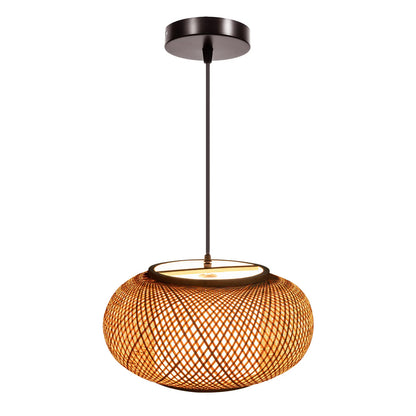 Hand Woven Rattan Cage Ceiling Lamp