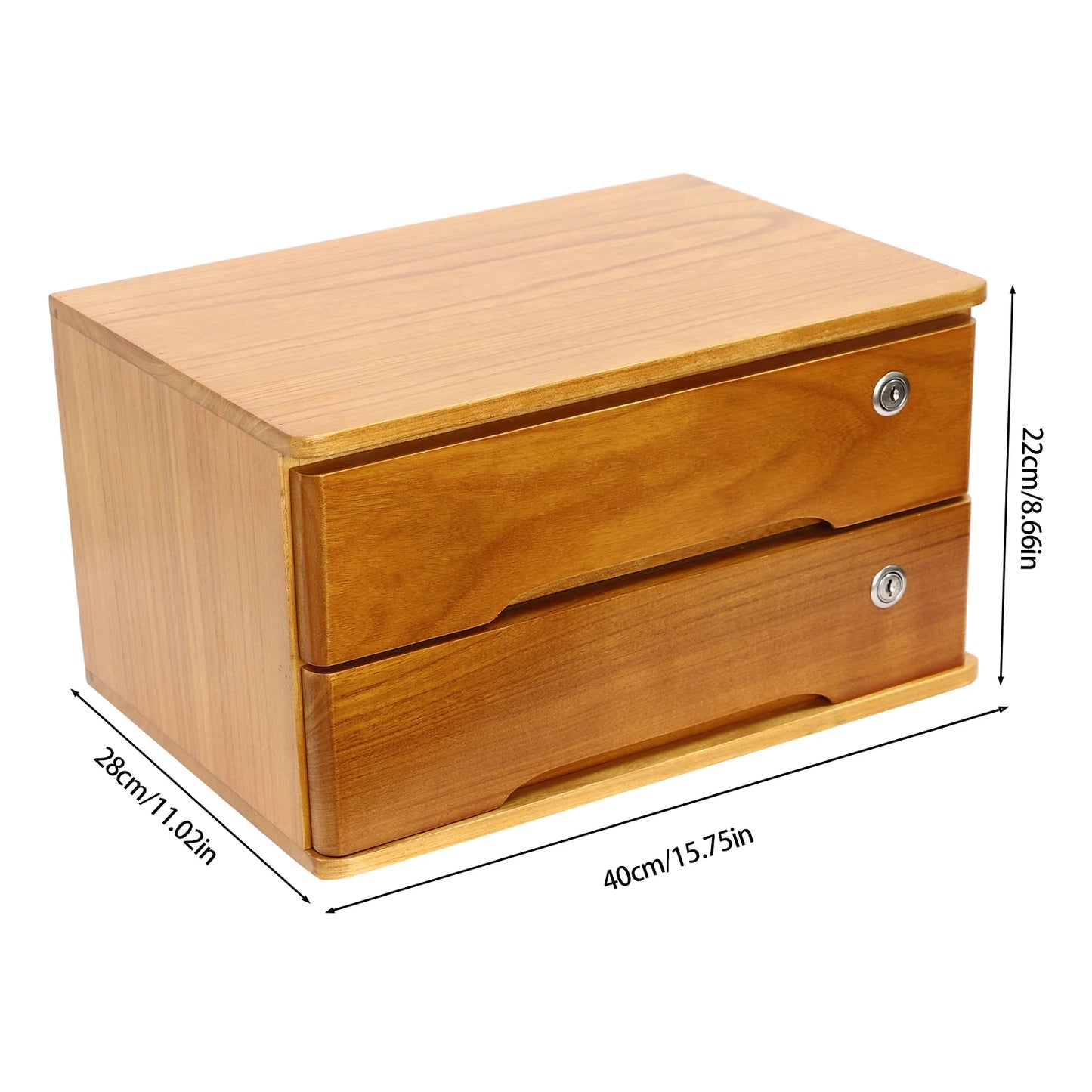 2-Tier  Desktop Storage Box with Lockable Drawers