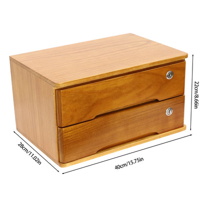 2-Tier  Desktop Storage Box with Lockable Drawers