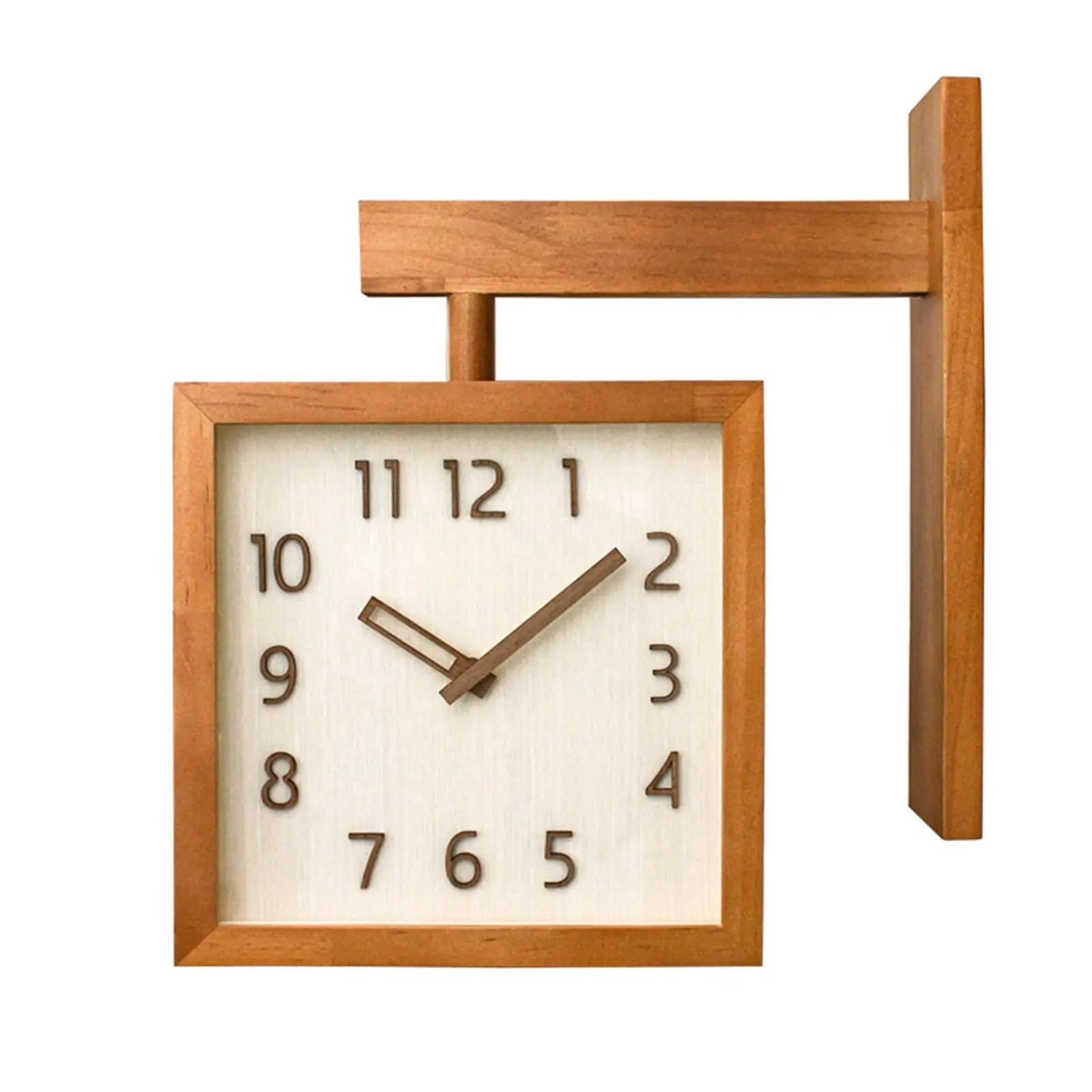 Square Wooden Double Sided Silent Wall Clock