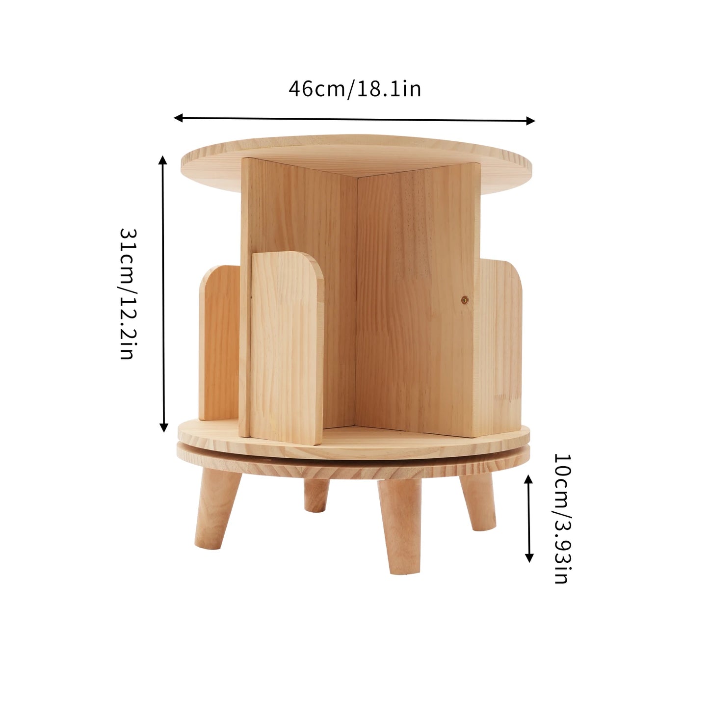 Wooden Bookcase Rotatable Stand Multifunctional Showcase Organizer