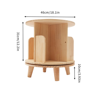 Wooden Bookcase Rotatable Stand Multifunctional Showcase Organizer