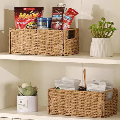 1/2/4 Pack Boho Style Paper Rope Storage Baskets
