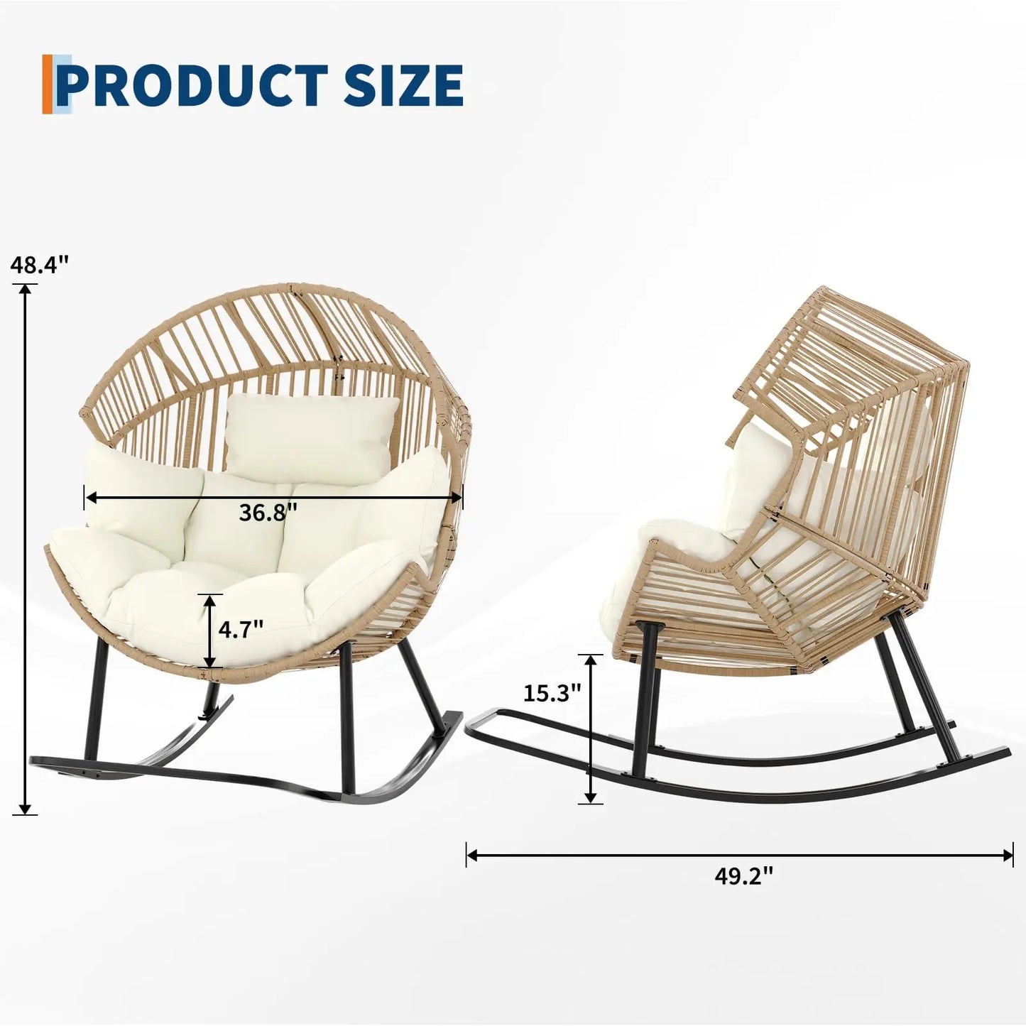 Oversized Ergonomic Wicker Rocking Egg Chair