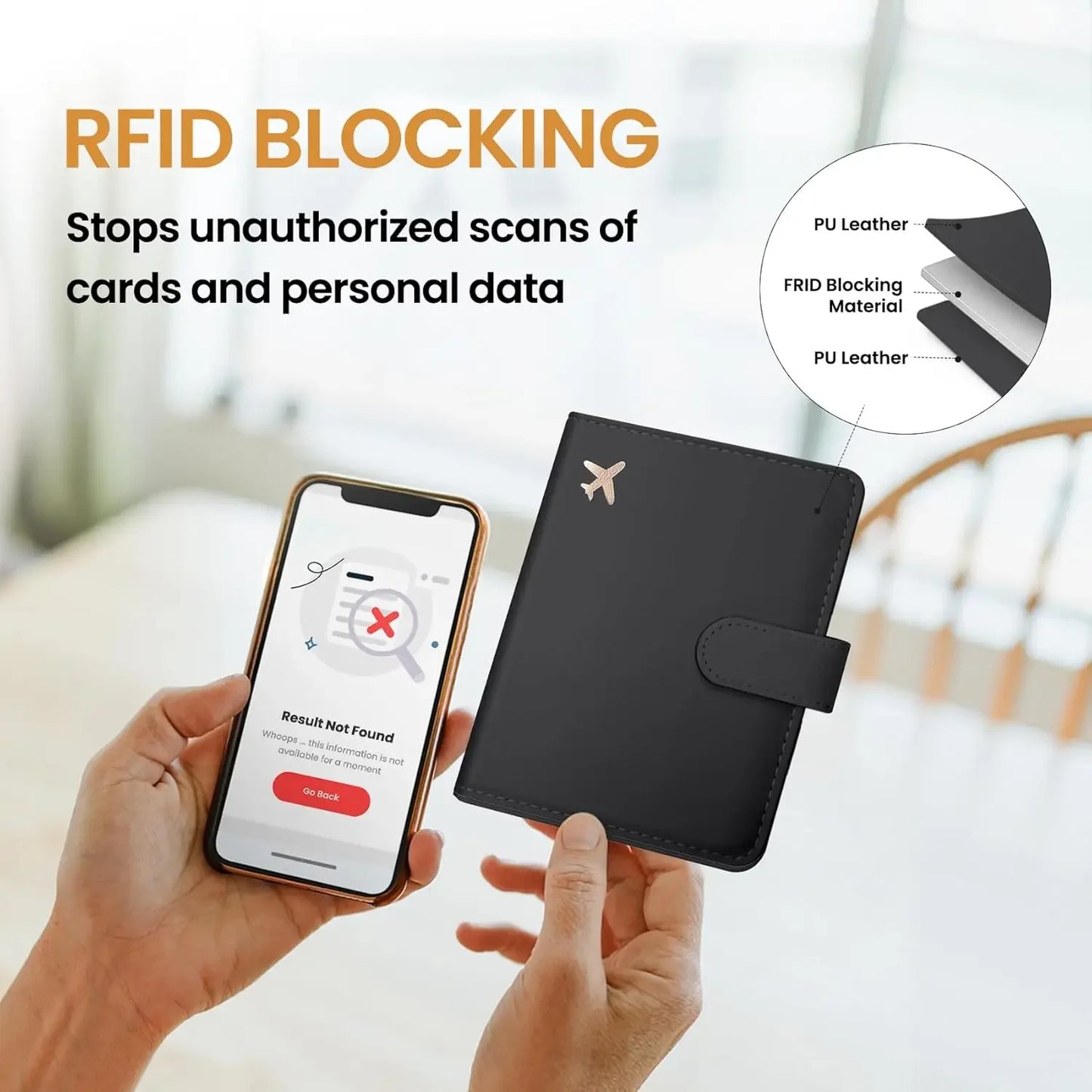 RFID Blocking Leather Passport Holder