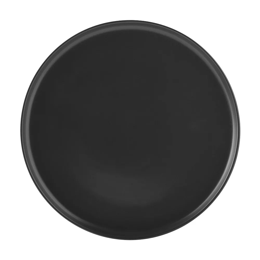 Matte Black Stoneware 4-Piece Dinner Plate Set