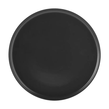 Matte Black Stoneware 4-Piece Dinner Plate Set