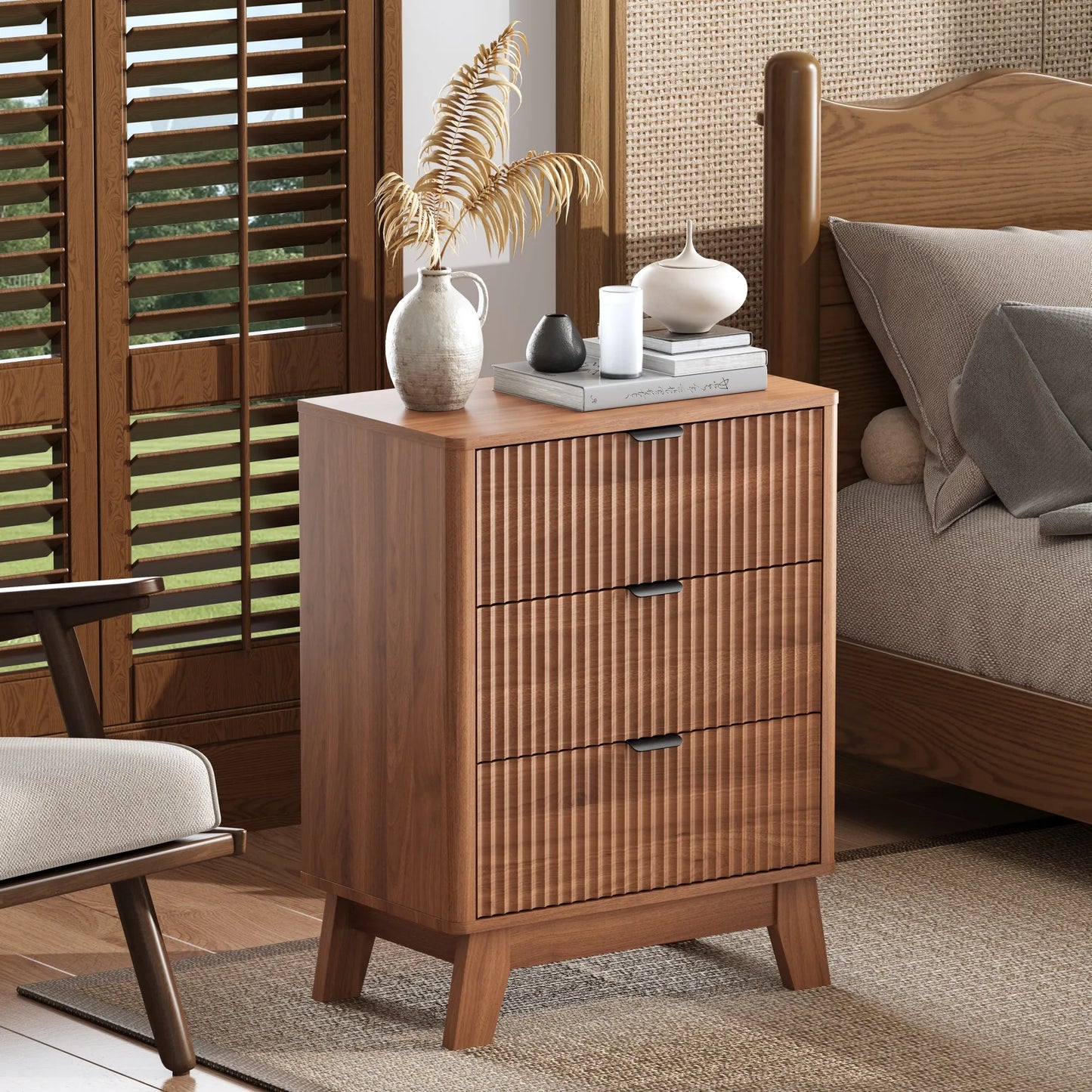 Mid-Century Modern Wooden Bedroom Nightstand