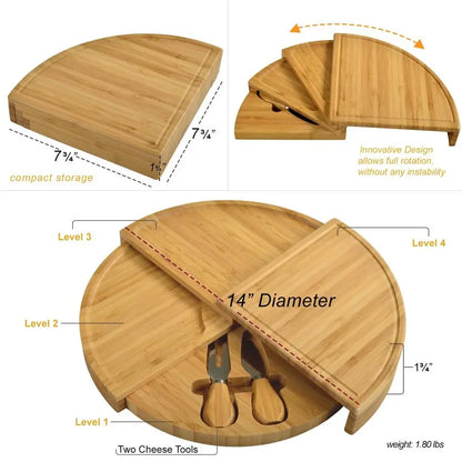 Bamboo Board for Appetizers with Cheese Tools