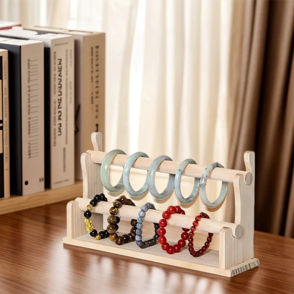 Wood Bracelet Display Stand Multi-Layer Organizer