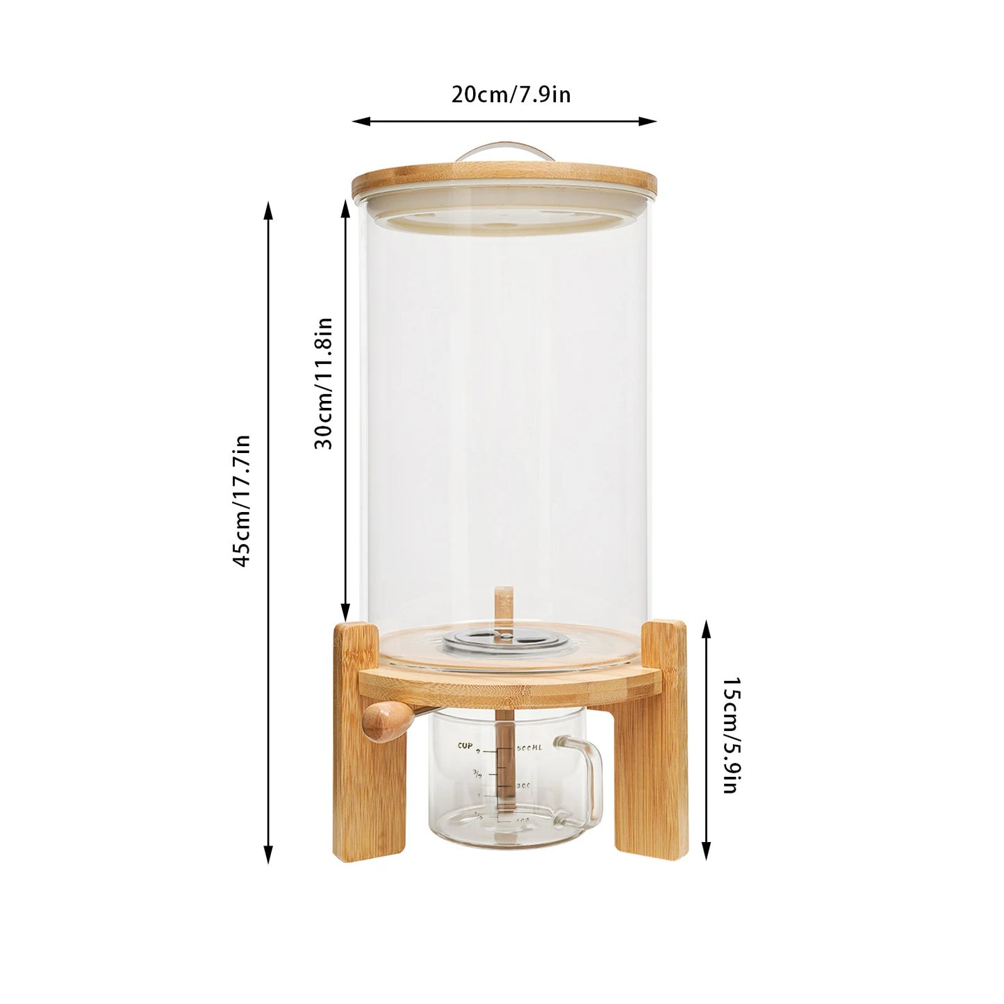 Stainless Steel Glass Dispenser with Measuring Cup