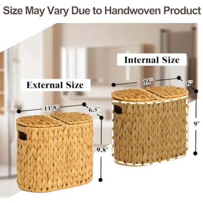 Wicker Toilet Paper Storage Basket with Lid and Handles