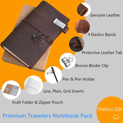 Refillable Leather Journal Travelers with Pen