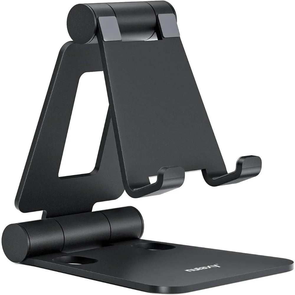 Nulaxy Dual Folding Cell Phone Stand, Fully Adjustable Foldable Desktop Phone Holder Cradle Dock Compatible with Phone 16 15 14