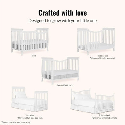 7-in-1 Convertible Full-Size Baby Crib in White