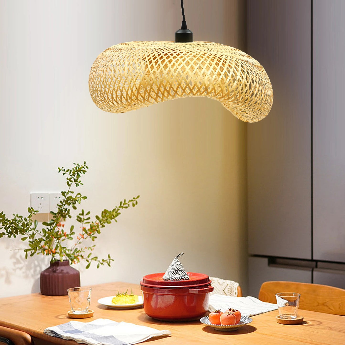 Bamboo Wicker Rattan Hanging Ceiling Lamp