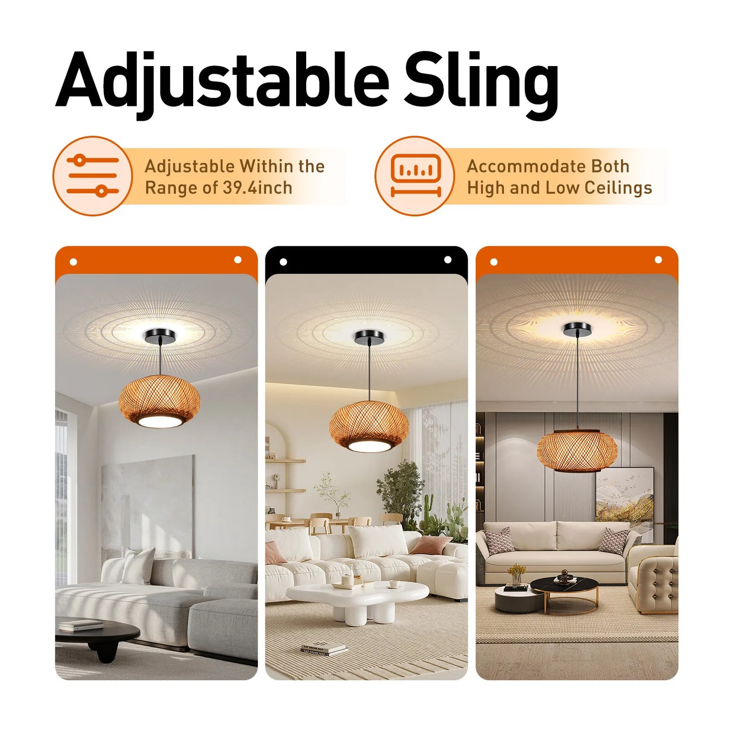 Hand Woven Rattan Cage Ceiling Lamp