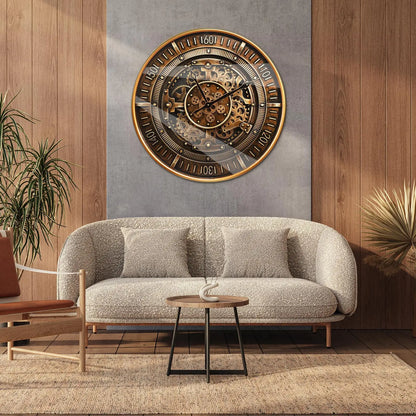 24 Inch Wall Clock With Moving Gears