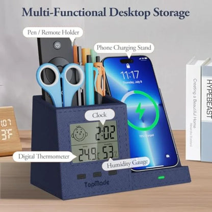 Wireless Charger with Pen Holder Desk Nightstand Organizer