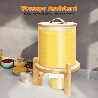 5L Clear Glass Cereal Dispenser with Sealed Bamboo Lid