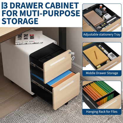 2 Drawer Mobile File Cabinet With Lock