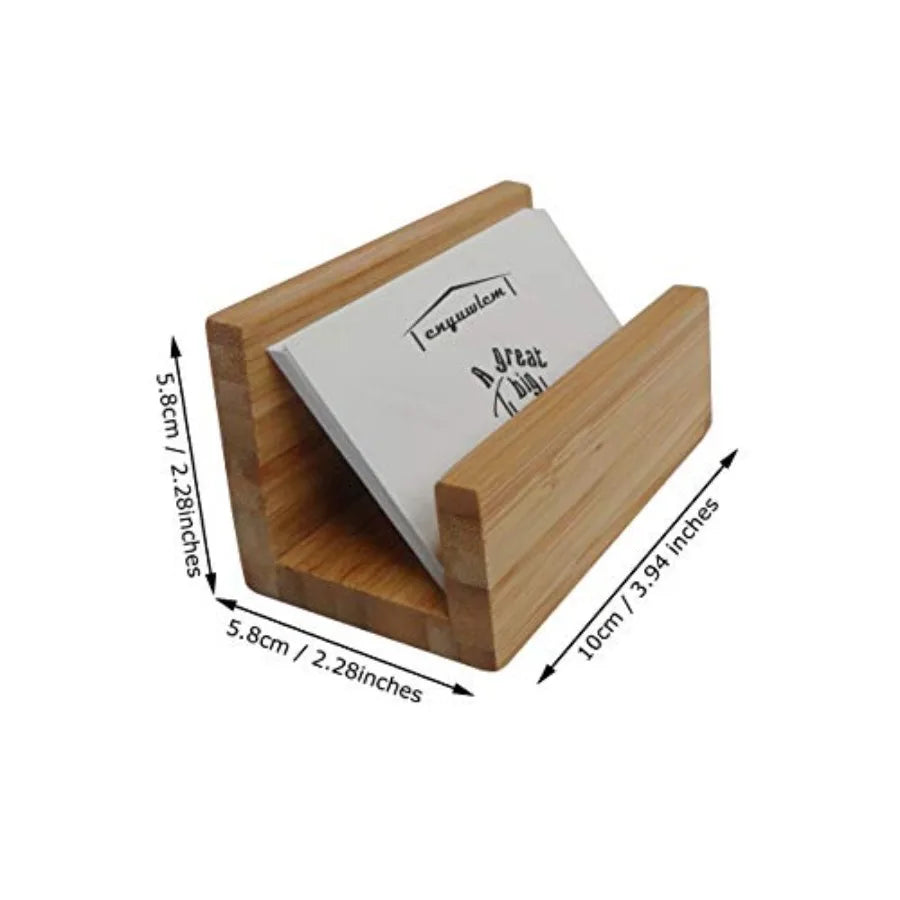 2 Pack Bamboo Wood Desktop Business Card Holder