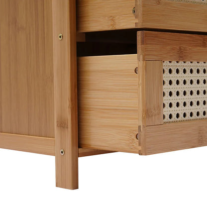 3- Drawer Bamboo Wood Bedside Table