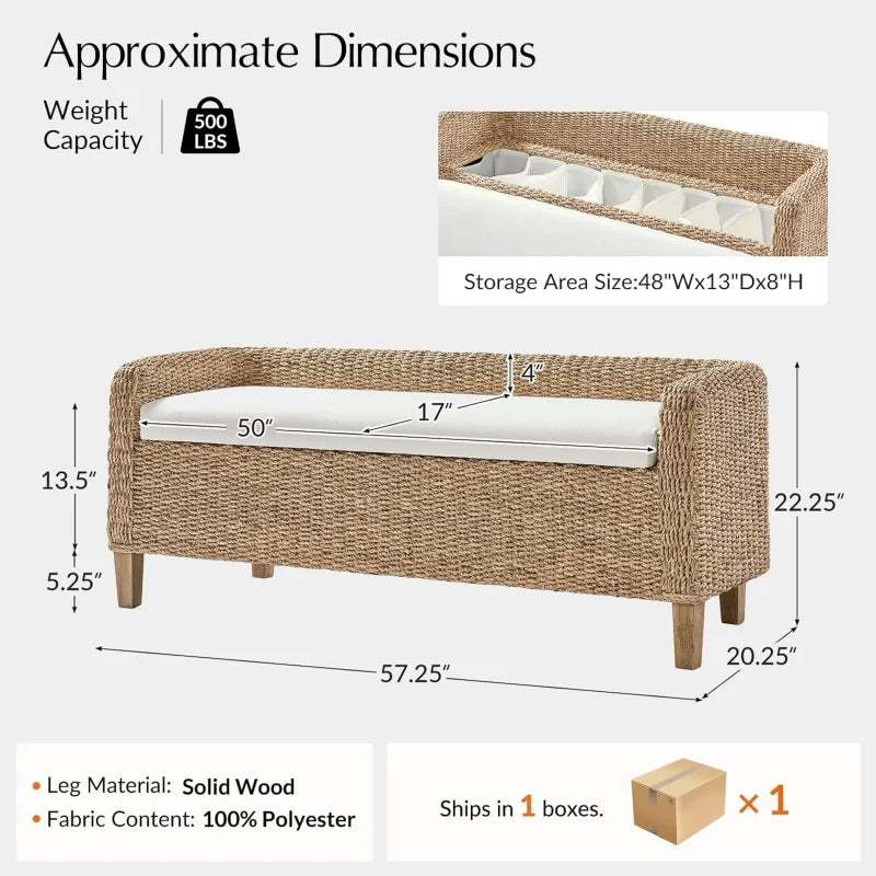Rattan Storage with Backrest/End of Bed