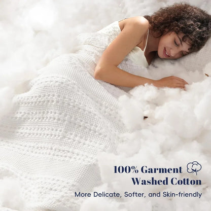 100% Cotton Waffle Weave Blanket King Size for Bed