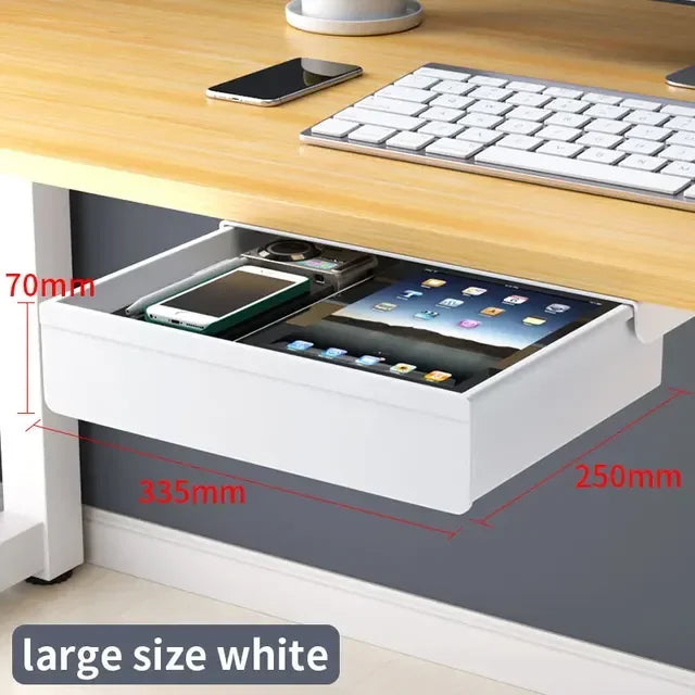 Hidden Under Desk Drawer Storage Office Organizer