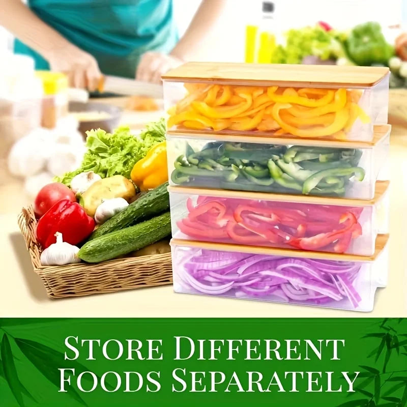 Bamboo Cutting Board with Food Container Storage