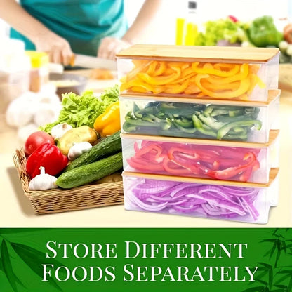 Bamboo Cutting Board with Food Container Storage