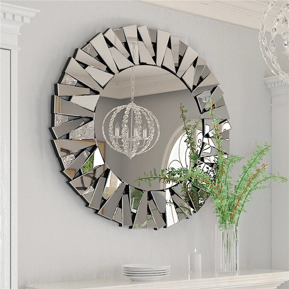 Unique Sunburst Decorative Round  Wall Mirror