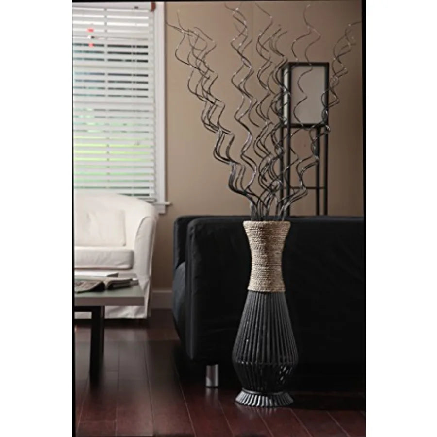 Tall Bamboo Wood Floor Vase 26" High