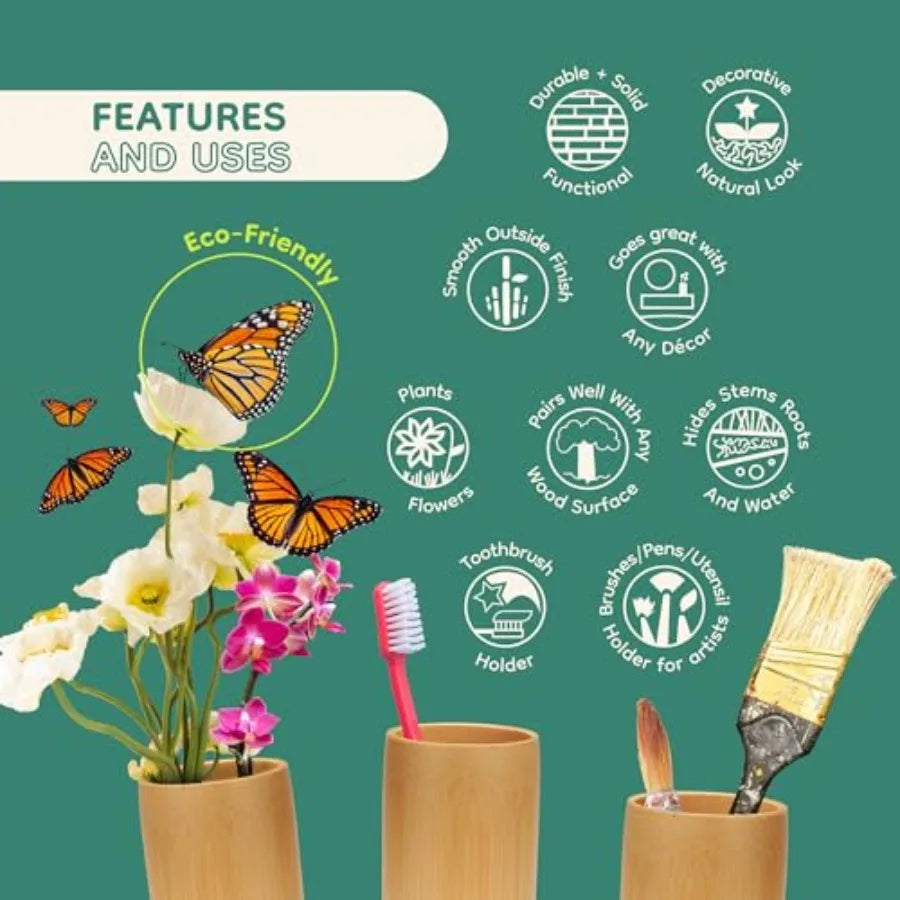 Bamboo Flower Vase/Holder Carbonized Brown