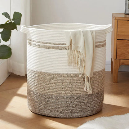 80L Large Woven Laundry Basket with Handles