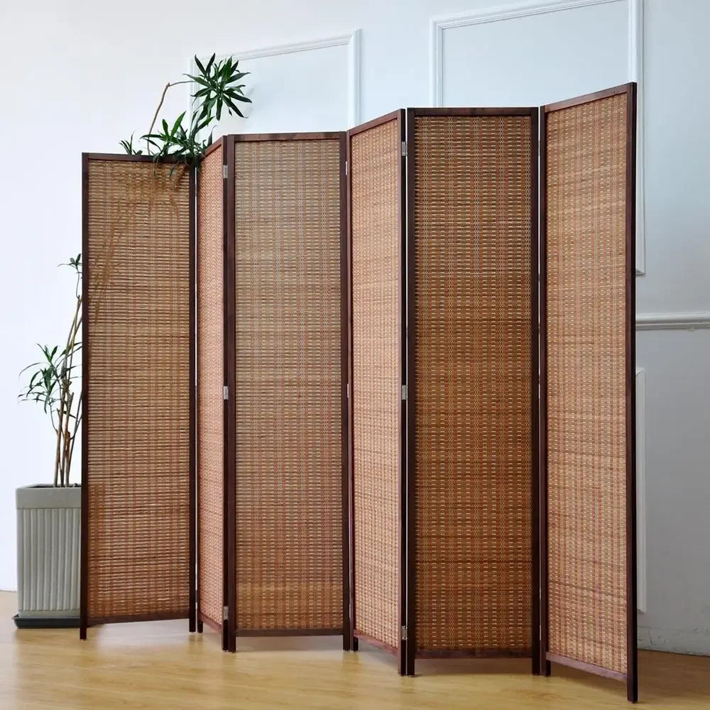 Natural Brown  6 Panel Bamboo Room Divider