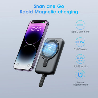 Magnetic Wireless Charger with Built-in Fast Charge Cable