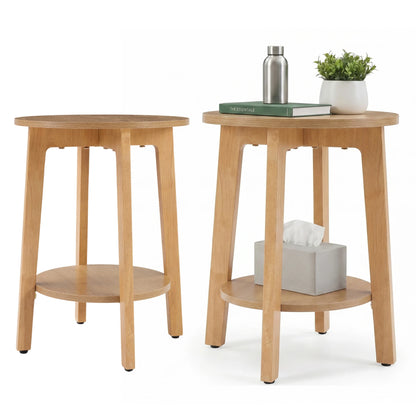 Wood Round Side Coffee Table  for Living Room