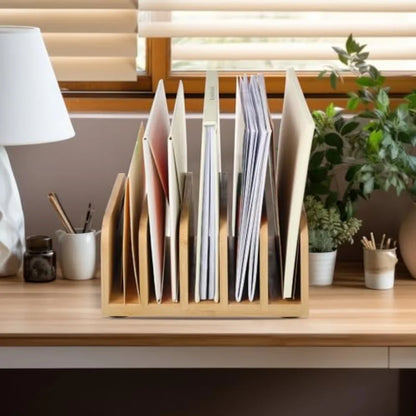 Bamboo Letter Organizer Countertop Paper File