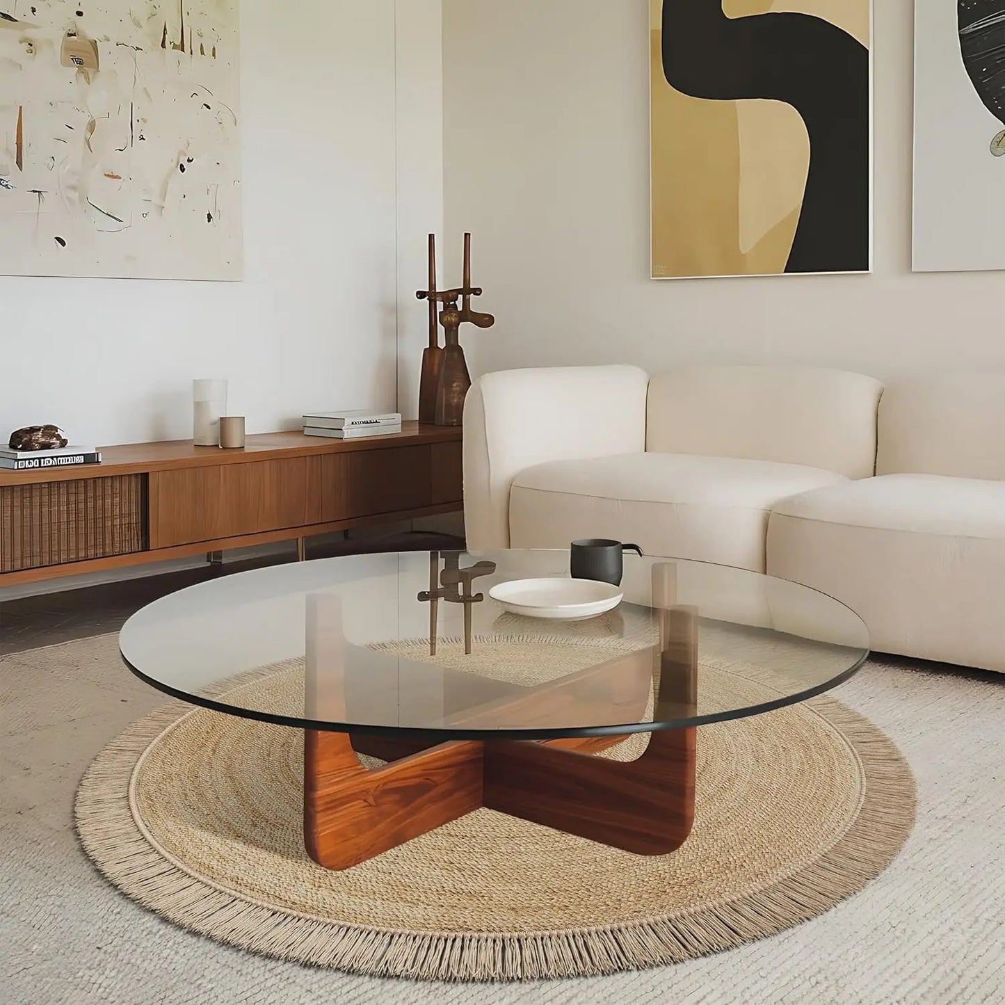 5x5 ft Round Jute Area Rug