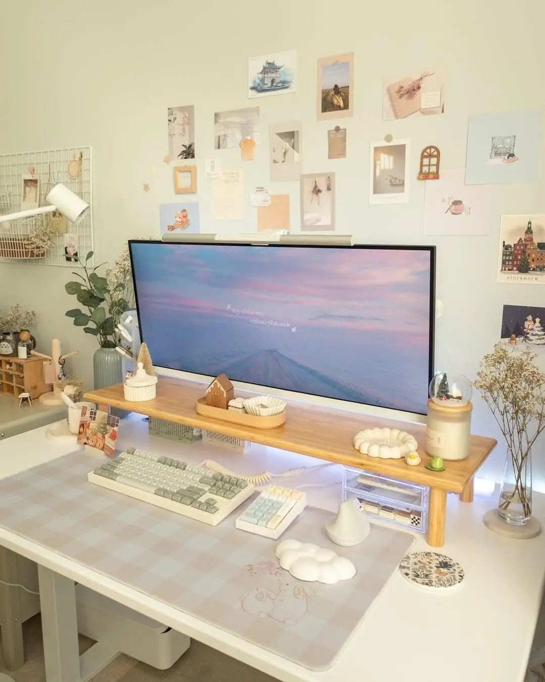 Bamboo Dual Heavy Monitor Stand with Storage