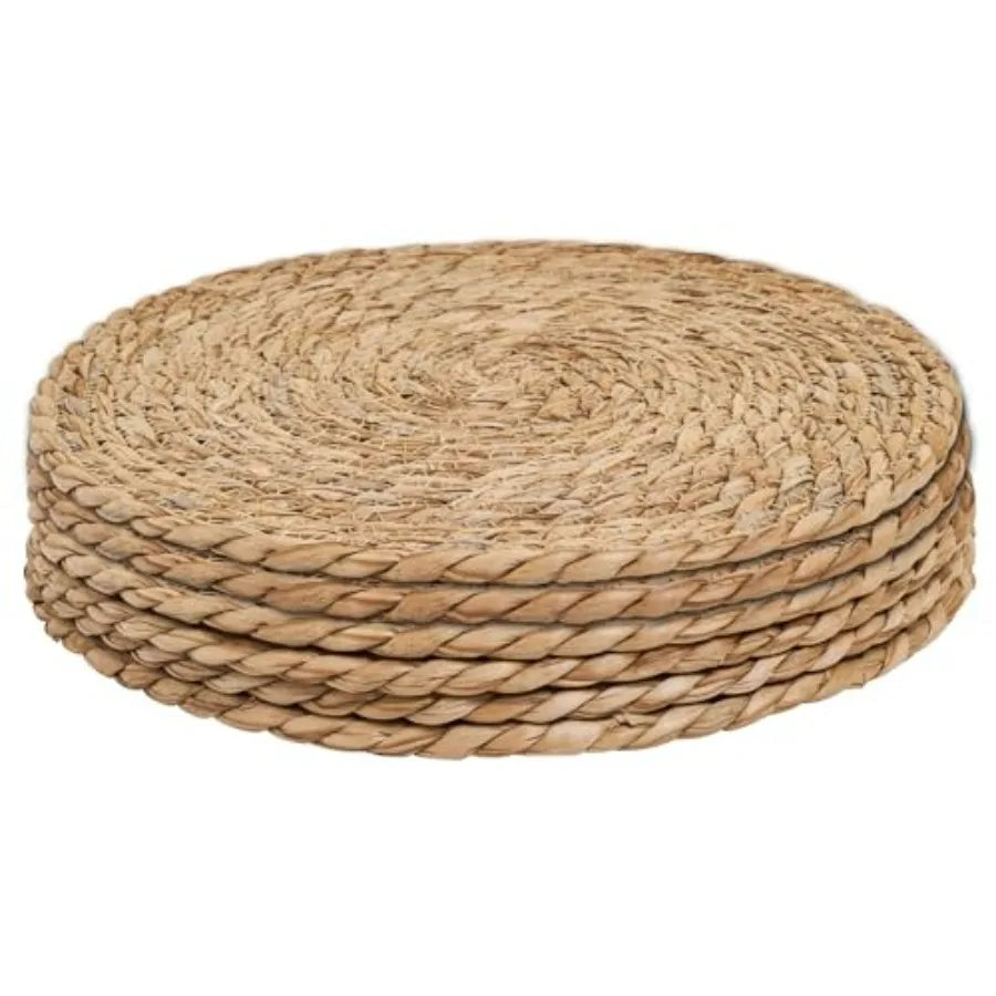 6Pcs 12" Round Natural Hand-Woven Placemats