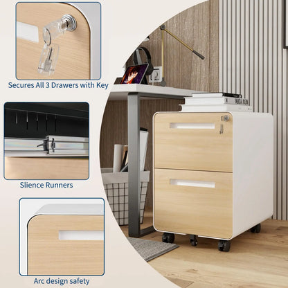 2 Drawer Mobile File Cabinet With Lock