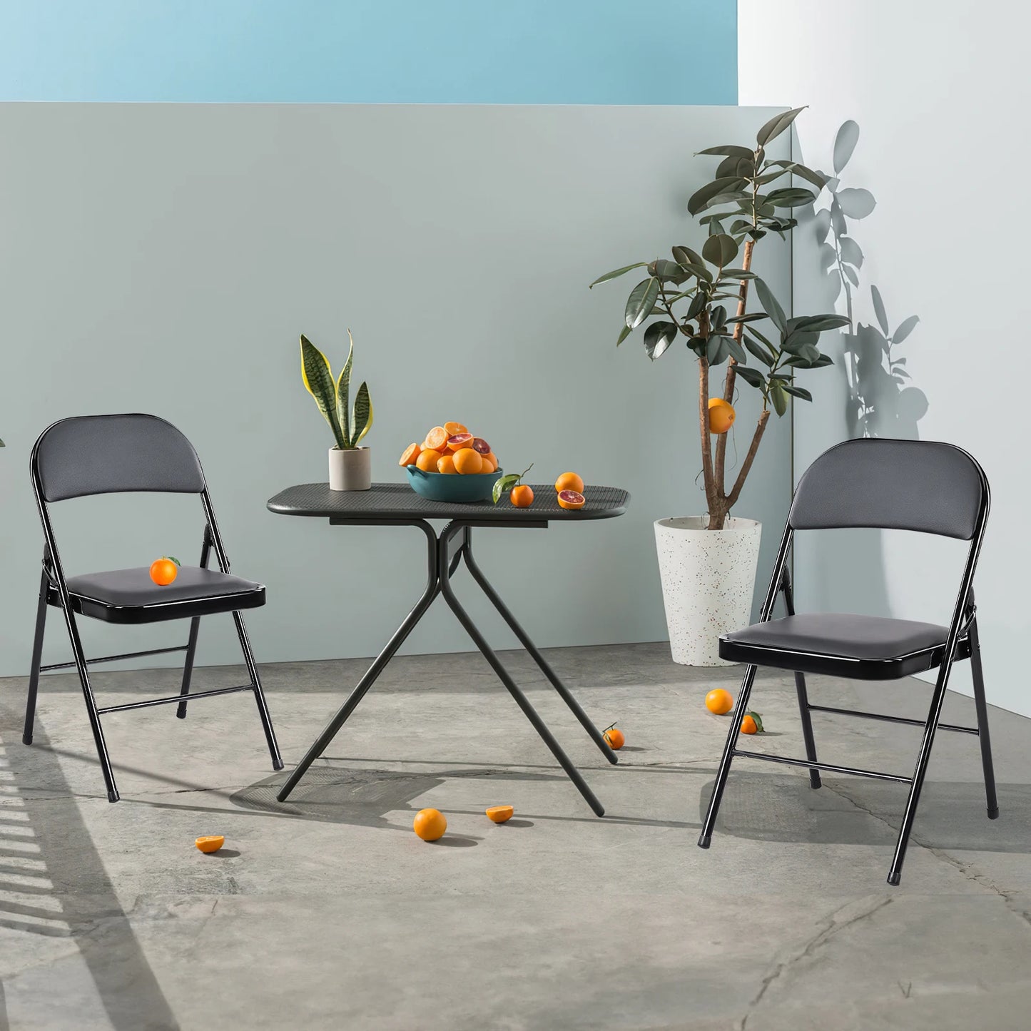 Leather Padded  Sturdy Metal Foldable Chair
