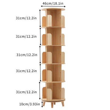 Wooden Bookcase Rotatable Stand Multifunctional Showcase Organizer