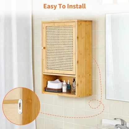 Bamboo Medicine Cabinet with Rattan Doors