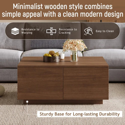 Square Coffee Table with 4 Drawers