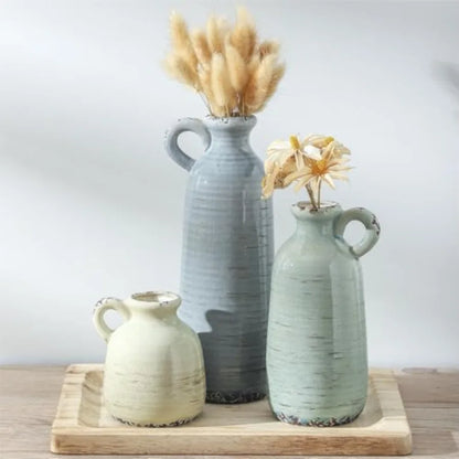 Ceramic Vase Set of 3 with Handle